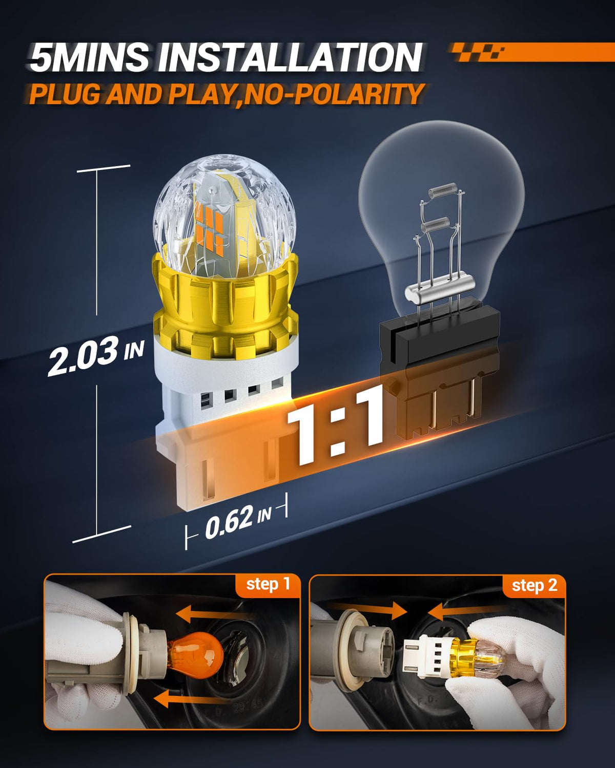 SEALIGHT 3156 3157 - foco LED ámbar amarillo con resistencia externa, 3056 3057 4057 4157 súper brillante T25 bombillas 3020SMD con proyector HD para luces LED delanteras y traseras intermitentes,