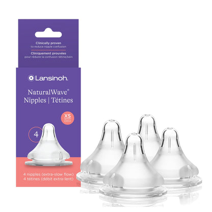Lansinoh NaturalWave - Pezones para biberón, flujo rápido (F), 4 unidades | Más de 6 meses, 100% silicona suave y duradera, fabricada sin BPA BPS, anticólico, apoya la boca y los dientes del bebé en