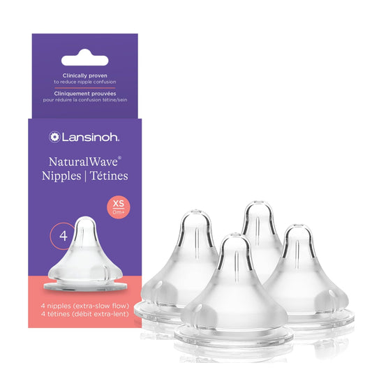 Lansinoh NaturalWave - Pezones para biberón, flujo rápido (F), 4 unidades | Más de 6 meses, 100% silicona suave y duradera, fabricada sin BPA BPS, anticólico, apoya la boca y los dientes del bebé en