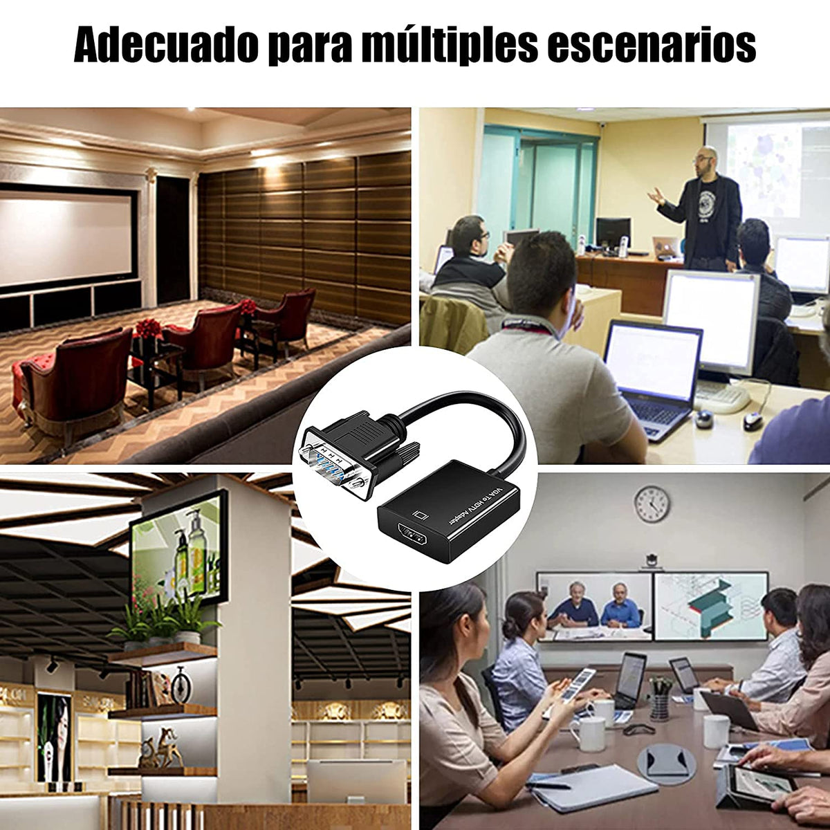 Unicreator Adaptador VGA a HDMI, Convertidor VGA a HDMI Cable Adaptador Digital HD 1080P Video Audio Line Señal analógica para computadora, computadora, computadora, portátil, PC, Monitor, proyector