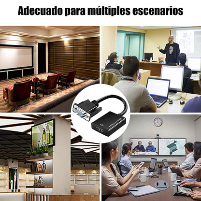 Unicreator Adaptador VGA a HDMI, Convertidor VGA a HDMI Cable Adaptador Digital HD 1080P Video Audio Line Señal analógica para computadora, computadora, computadora, portátil, PC, Monitor, proyector