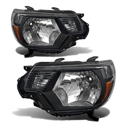 ADCARLIGHTS 2012 2013 2014 2015 TACOMA - Repuesto para faros delanteros TACOMA 2012-2015, carcasa negra, reflector ámbar, lado del conductor y del pasajero