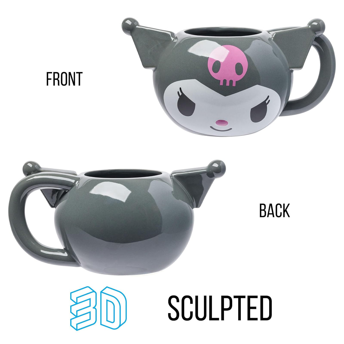 Silver Buffalo Sanrio Hello Kitty and Friends Kuromi - Taza esculpida 3D de cerámica