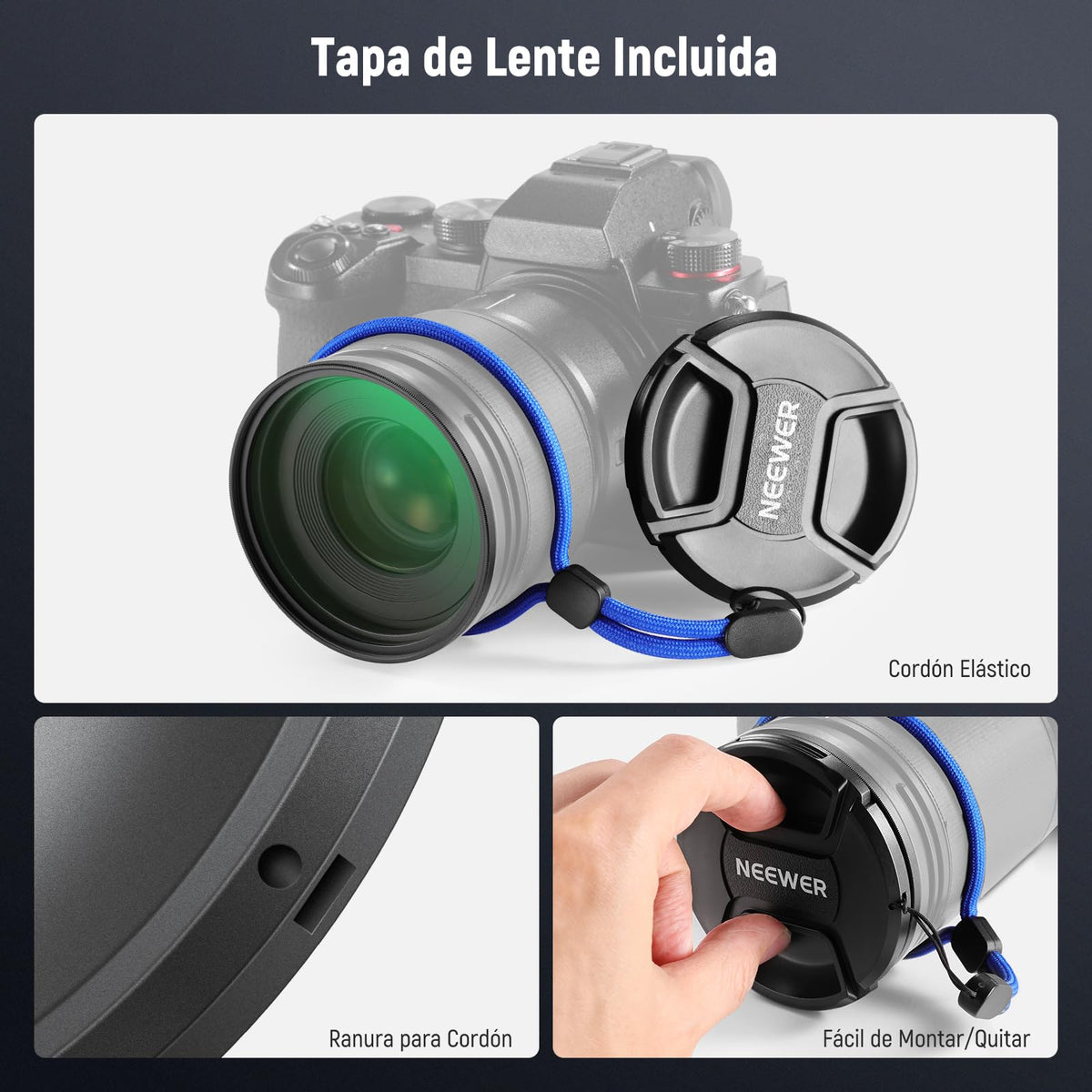 NEEWER 67mm UV MC Filtro Protección con Tapa Lente, Nanorrecubrimientos Resistentes/Vidrio Optico HD/Repelente al Agua/Resistente a Arañazos/Marco Ultradelgado Aaleación Aluminio/Filtro Ultravioleta