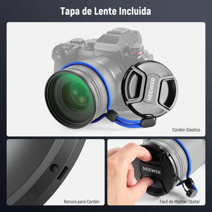 NEEWER 67mm UV MC Filtro Protección con Tapa Lente, Nanorrecubrimientos Resistentes/Vidrio Optico HD/Repelente al Agua/Resistente a Arañazos/Marco Ultradelgado Aaleación Aluminio/Filtro Ultravioleta