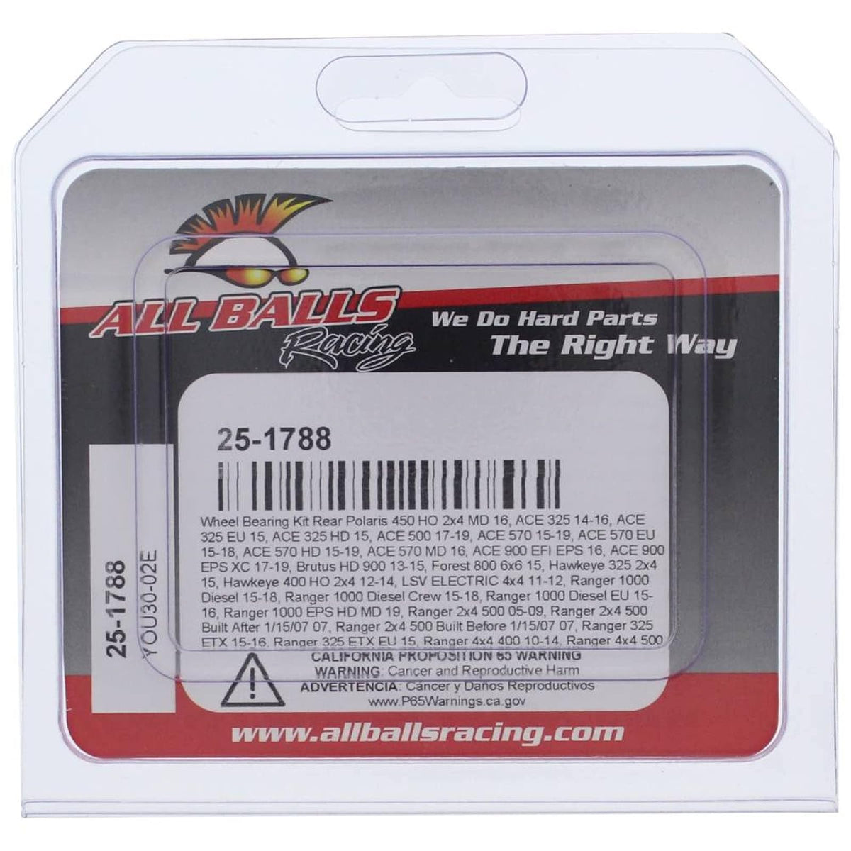 Juego de rodamientos de rueda All Balls Racing 25-1788 compatible con/reemplazo para Polaris 450 HO 2x4 MD 2016, Brutus HD 900 2013-2014, Brutus HD 1000 2016-2018, Forest 800 6x6 2015, ACE 325 20