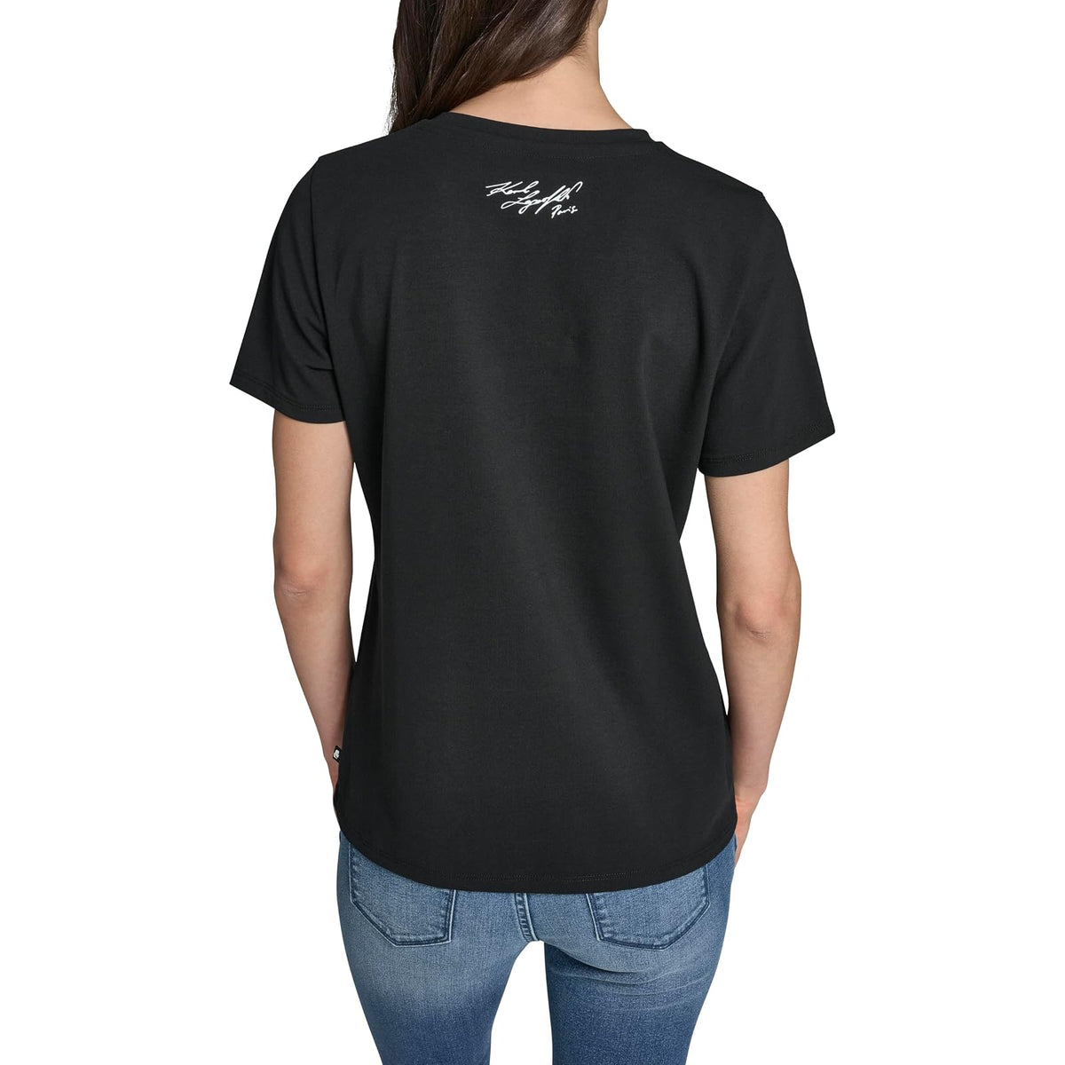 Karl Lagerfeld - Playera de Manga Corta con Cuello Redondo para Mujer
