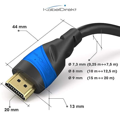 KabelDirekt – Cable HDMI 8K & 4K – 3.3ft/1m – Tecnología Flexcore alemana | 10K, 8K@60Hz & 4K@120Hz, High Speed HDMI – para PS5, Xbox Series X/S, Switch 2, PC & Blu-ray – sin interferencias & flexible