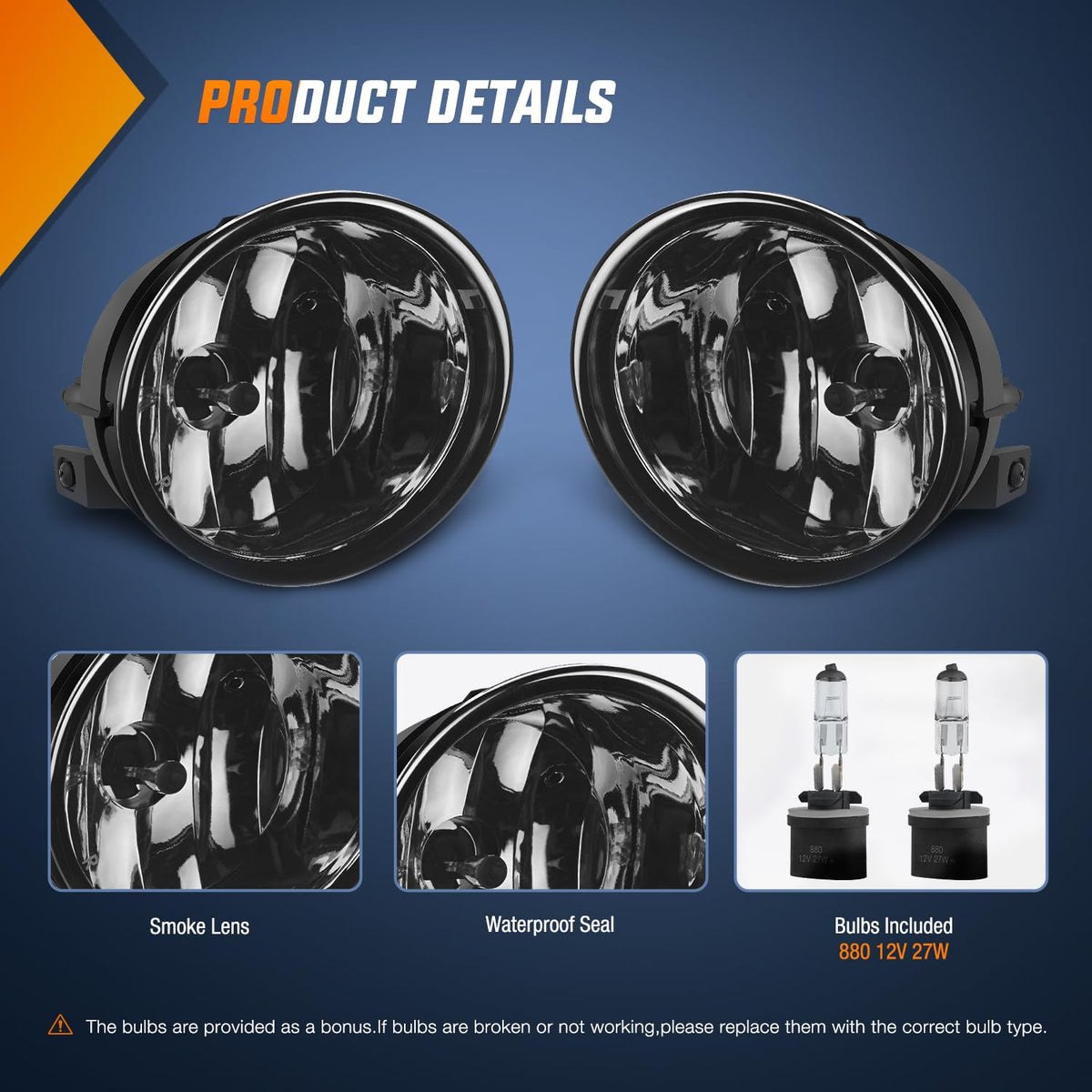 Nilight FOG-H72 Conjunto de Luz Antiniebla para Nissan Armada 2005-2007 Titan 2004-2015, Lente Ahumada
