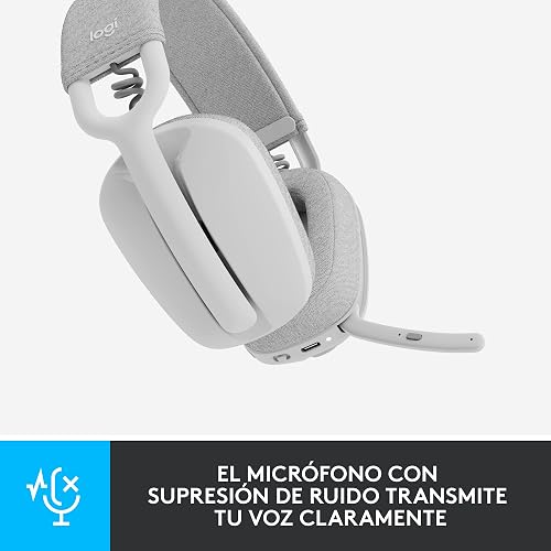 Logitech Zone Vibe 100 Auriculares inalámbricos livianos con micrófono, multipunto, Funciona con Teams,Google Meet, Zoom, Mac/PC,Blanco