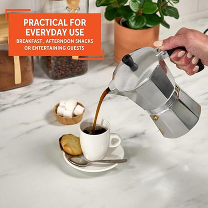 IMUSA Cafetera de espresso para estufa, Plateado, 6 Tazas, 1