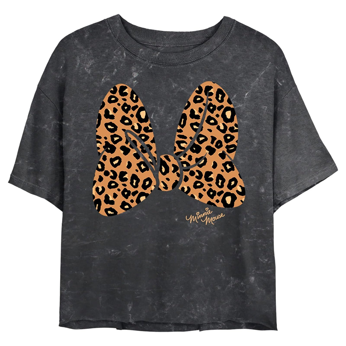 Disney Disney Characters Animal Print Bow Women's Mineral Wash Short Sleeve Crop tee CamisetaMujer
