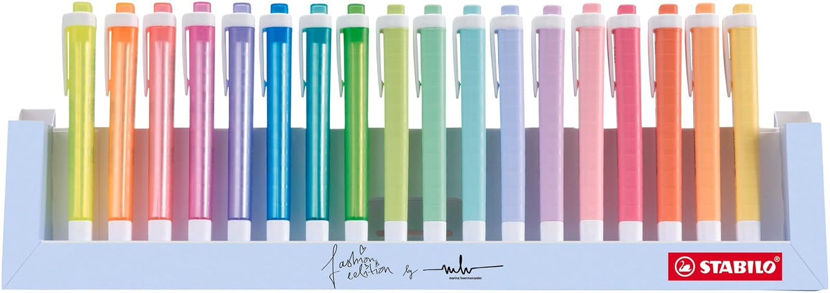 STABILO swing cool, estuche con 18 marcatextos surtidos 8 neón y 10 pastel | Juego de computadora 18er, Leucht, colores pastel