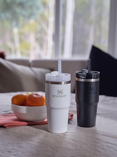 Stanley Quencher H2.0 - Vaso con popote de 14 onzas, tapa giratoria de 3 vías, compatible con portavasos para viajes, taza de acero inoxidable aislada, sin BPA, negro 2.0