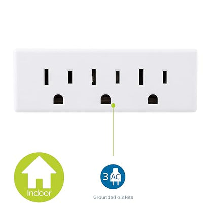 Philips SPS1632W/37 Extensor de 3 tomas, paquete de 4, llave de pared con conexión a tierra, adaptador de 3 puntas, enchufe múltiple, divisor de alimentación, cruise Essentials, uso para oficina en
