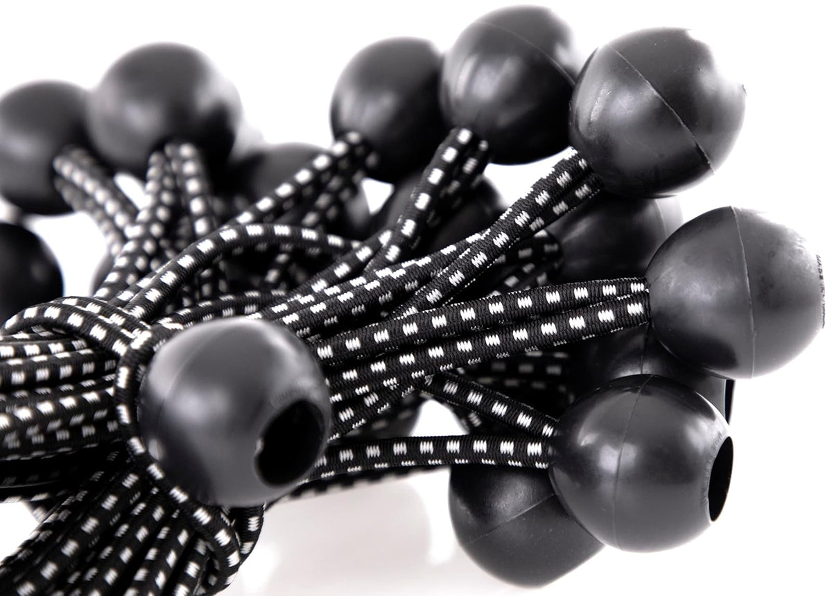 Kotap BB-6B - Cuerda elástica de Bola, Resistente y versátil, Negro, Paquete de 50