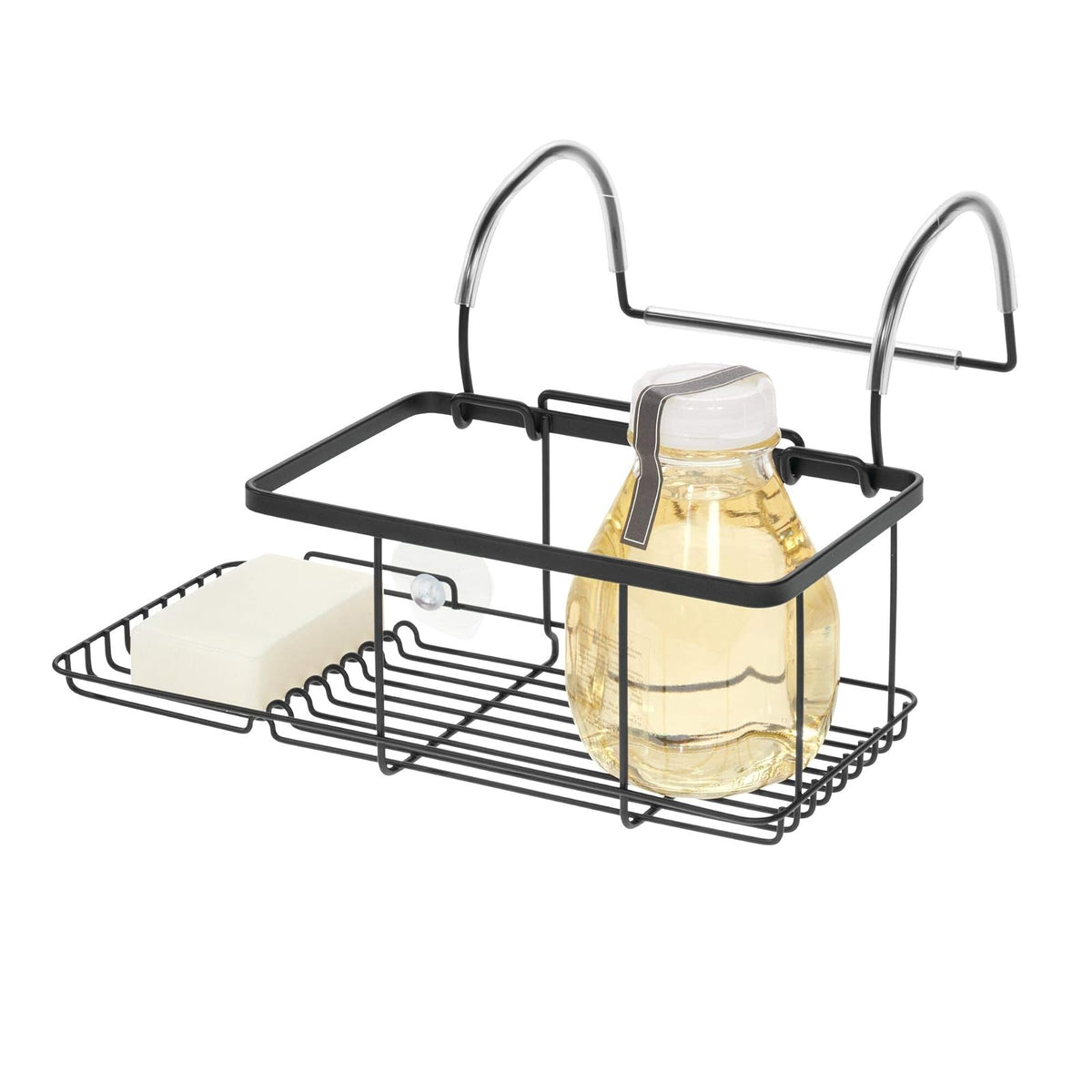 iDesign Everett Metal Over The Side Bathtub Caddy Basket for Master, Guest, Kid's Bathroom, 12.08" x 10.2" x 6.64", Bath