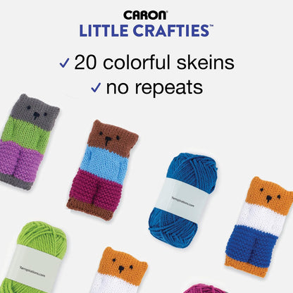 Caron Little Crafties - Paquete múltiple de 20 unidades (paquete de 1) - Proyectos de punto, ganchillo y arte, lavable a máquina y secable - Kit de hilo ligero duradero