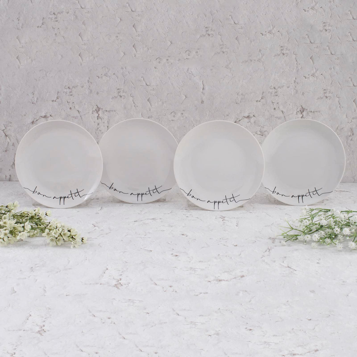 Le Bonne Table by Crown Baccara - Juego de 4 Platos para Ensalada, Postre de Porcelana