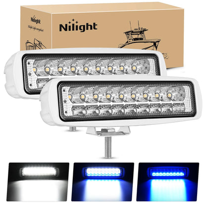 Nilight Marine 2 Luces LED de Navegacion 54 W, Haz de Inundacion Azul y Blanco, para Barco Kayak Yate, 18077CWB