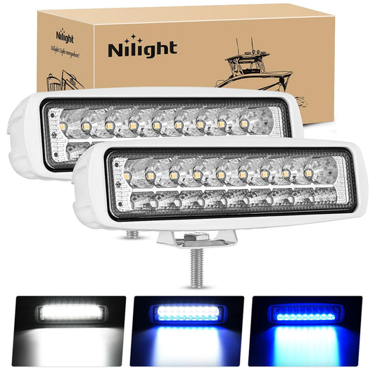 Nilight Marine 2 Luces LED de Navegacion 54 W, Haz de Inundacion Azul y Blanco, para Barco Kayak Yate, 18077CWB