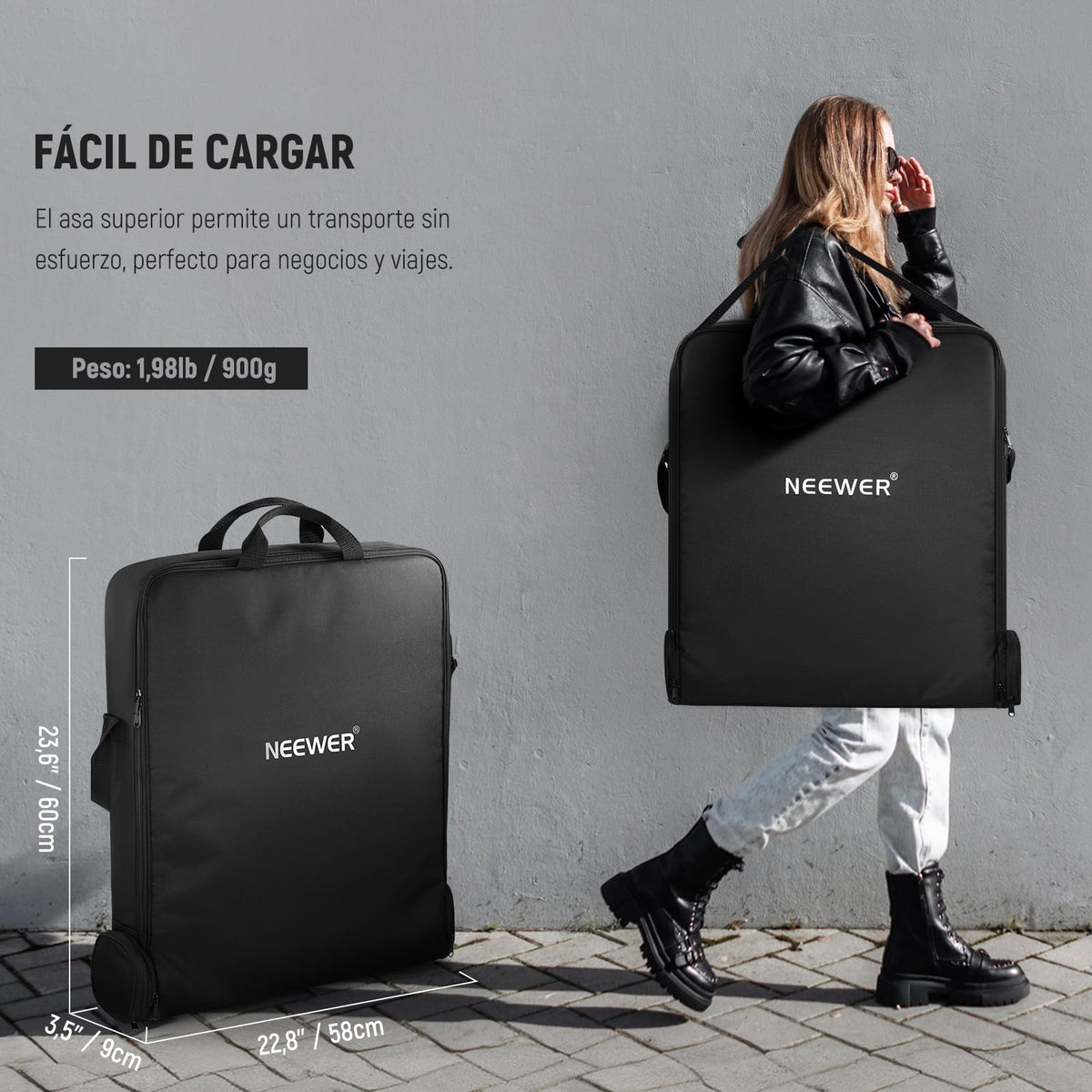 NEEWER 18" Bolsa de Transporte de Aro de Luz con Bolsa de Almacenamiento para 78cm Trípode con Soporte de Luz Plegado, 60x58cm Bolsa Protectora de Nylon Liviana para Anillo de Luz con Soporte, RU-009