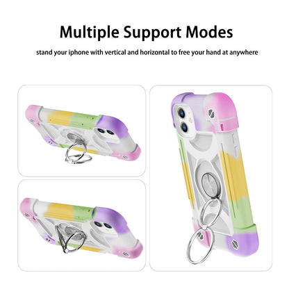 MARKILL Funda Compatible con iPhone 11 de 6.1 Pulgadas con Soporte de Anillo Giratorio de 360°, protección contra caídas de Grado Militar, Funda Protectora 3 en 1 (Blanco arcoíris) (116.1-1)