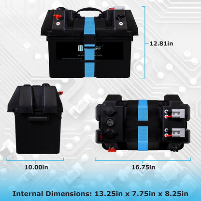 Mighty MAX - Caja de batería Inteligente con Motor de Arrastre de batería, Centro de alimentación para baterías de 12 V, Grupo 24, 27, 31
