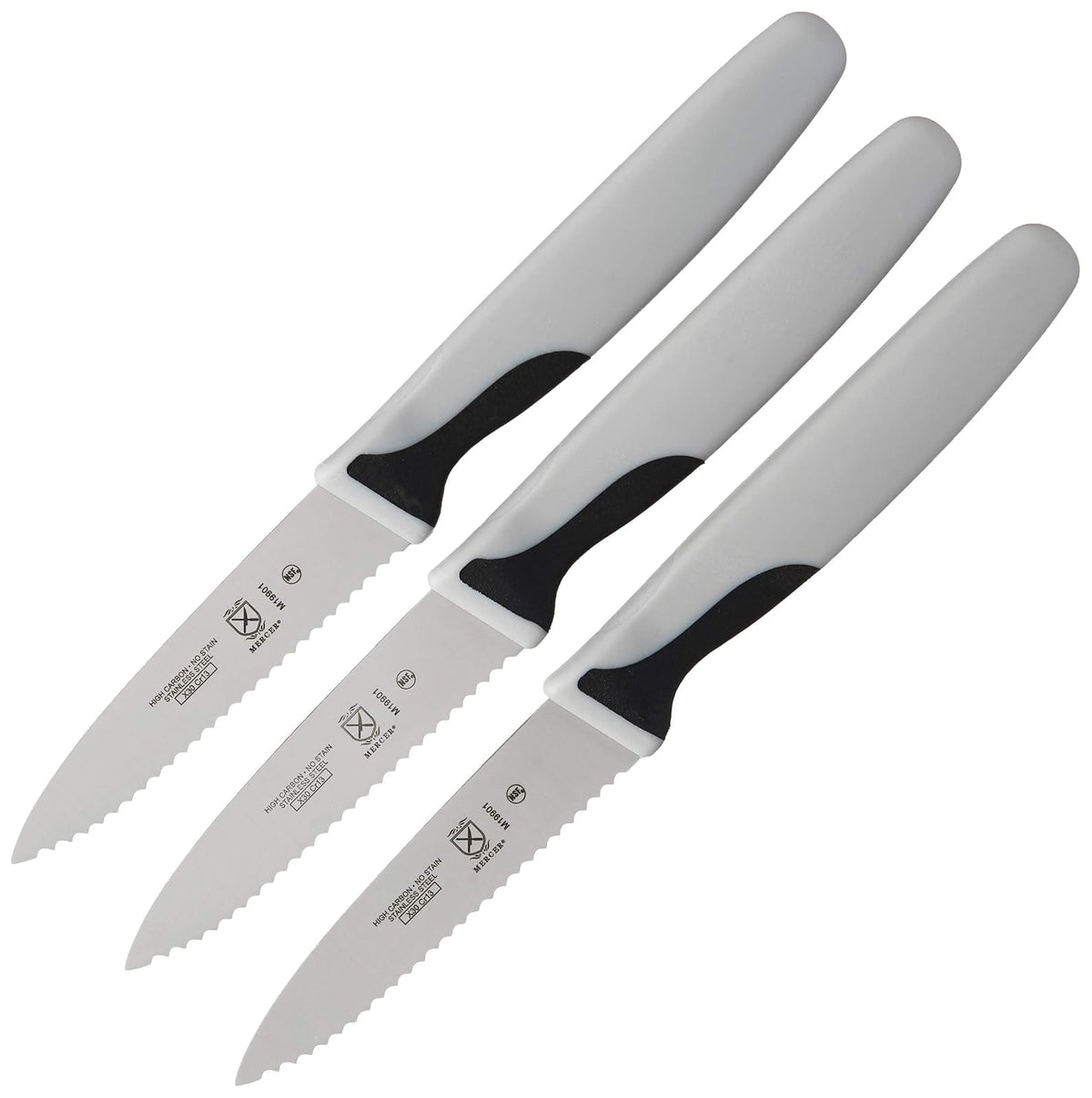 Mercer Culinary Millennia Cuchillos y Utensilios Profesionales - 3" Paring Knife (Slim Serrated) (Pack of 3) - Black