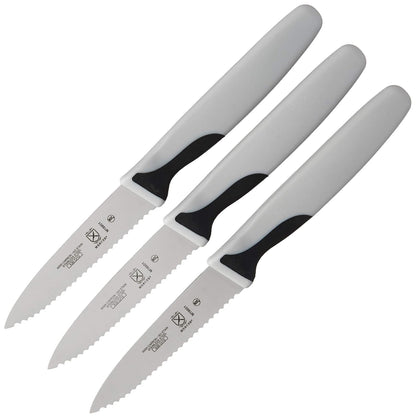 Mercer Culinary Millennia Cuchillos y Utensilios Profesionales - 3" Paring Knife (Slim Serrated) (Pack of 3) - Black