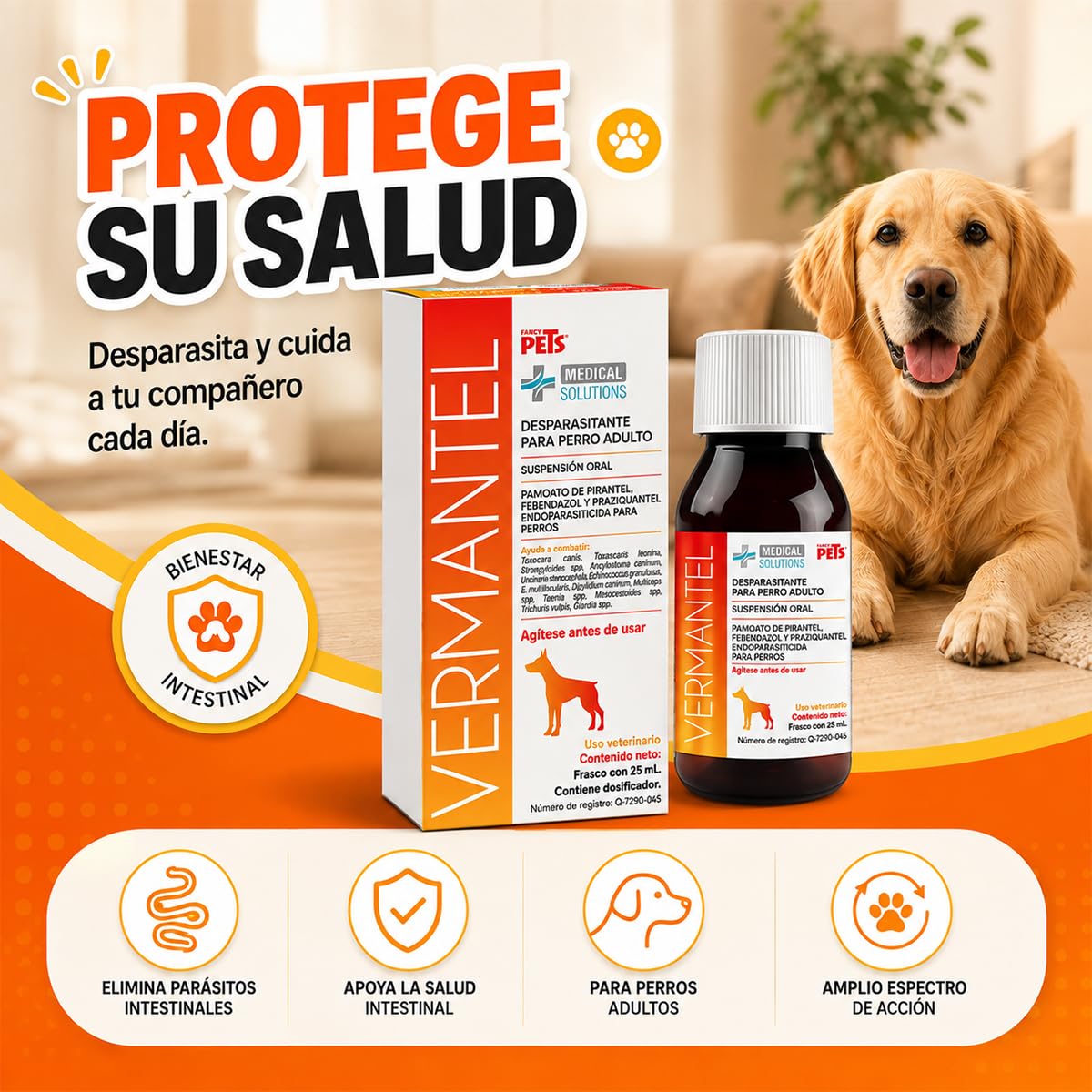 Fancy Pets MS Vermantel Desparasitante en Suspensión 25 ml para Perros Adultos