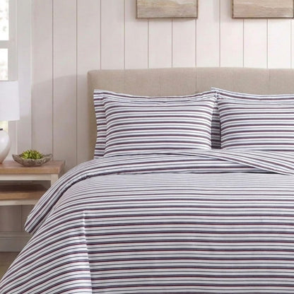 Nautica - Juego de sábanas de algodón percal para Cama Individual o Individual XL, con Funda de Almohada a Juego, crujiente y Fresco, Totalmente elástico, Esenciales para recámara (Avery Stripe Navy)