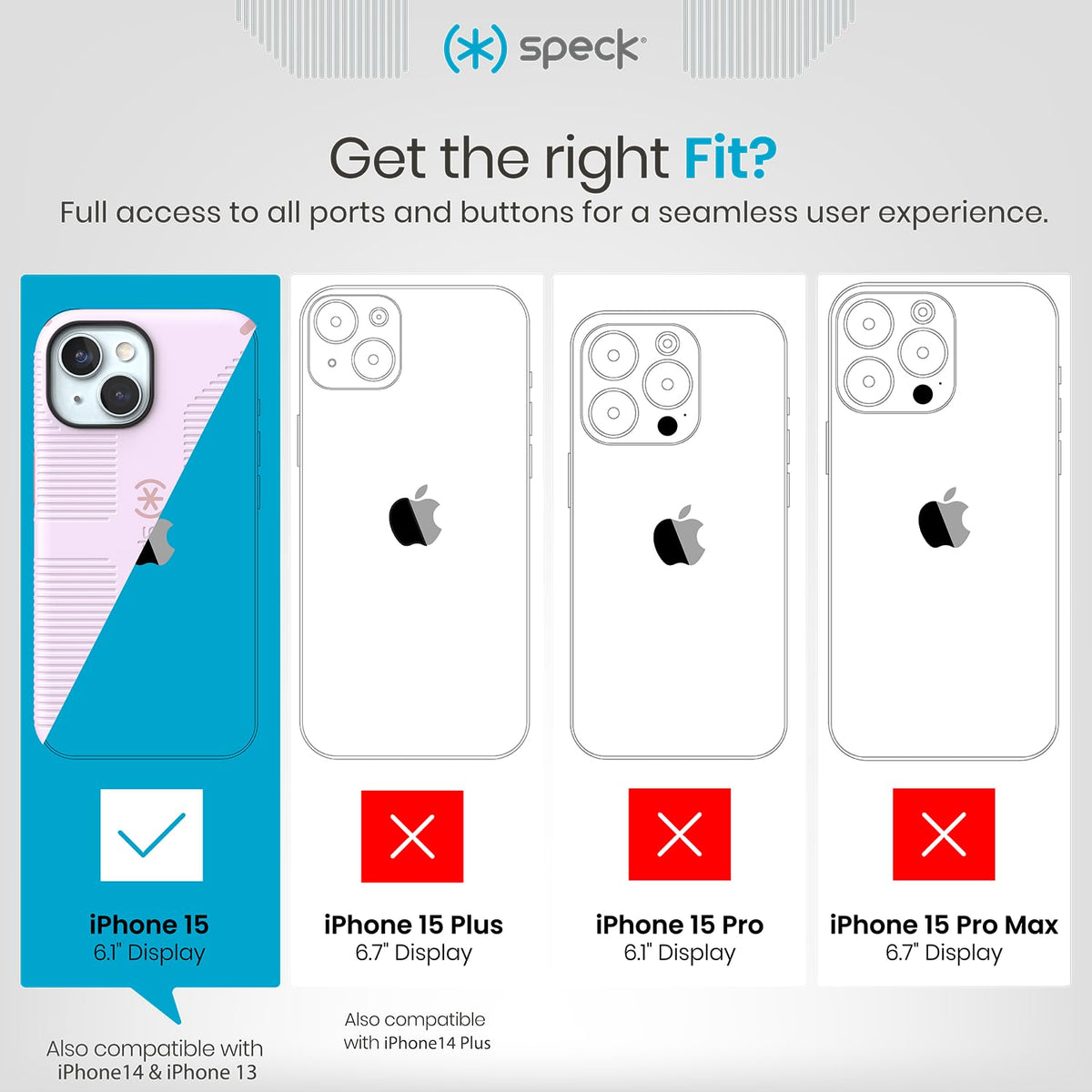 Speck - Funda para iPhone 15, 14 y 13, diseñada para MagSafe, protección contra caídas de 8 pies, resistente a arañazos, tacto suave, agarre adicional, color Lila/pétalo de clavel