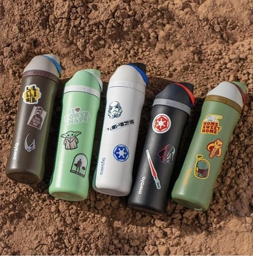 Owala Star Wars FreeSip - Botella de agua aislada de acero inoxidable con popote, botella de agua deportiva sin BPA, ideal para viajes, 24 onzas, Stormtrooper