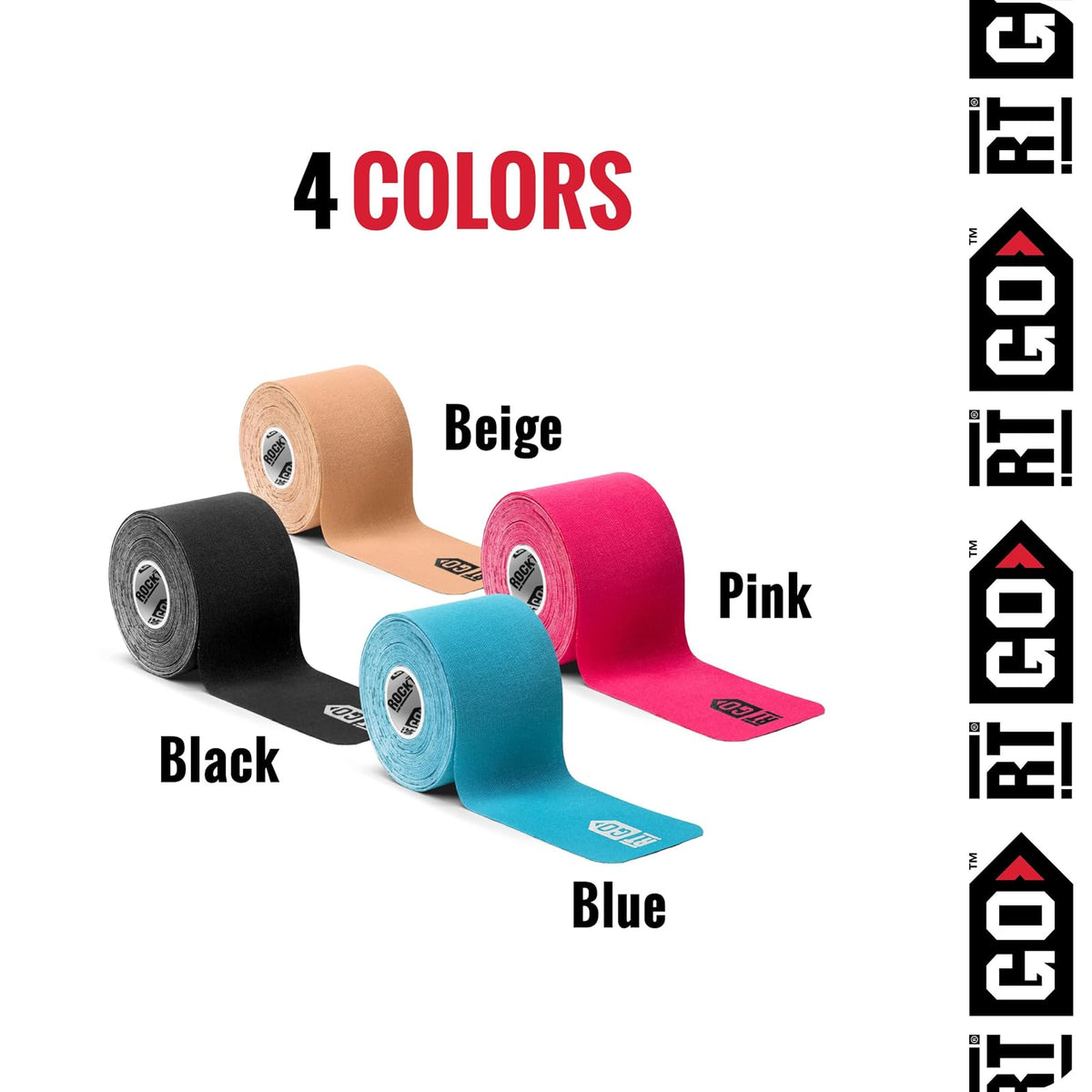 RockTape Go - Cinta adhesiva estándar precortada para kinesiología (negro)