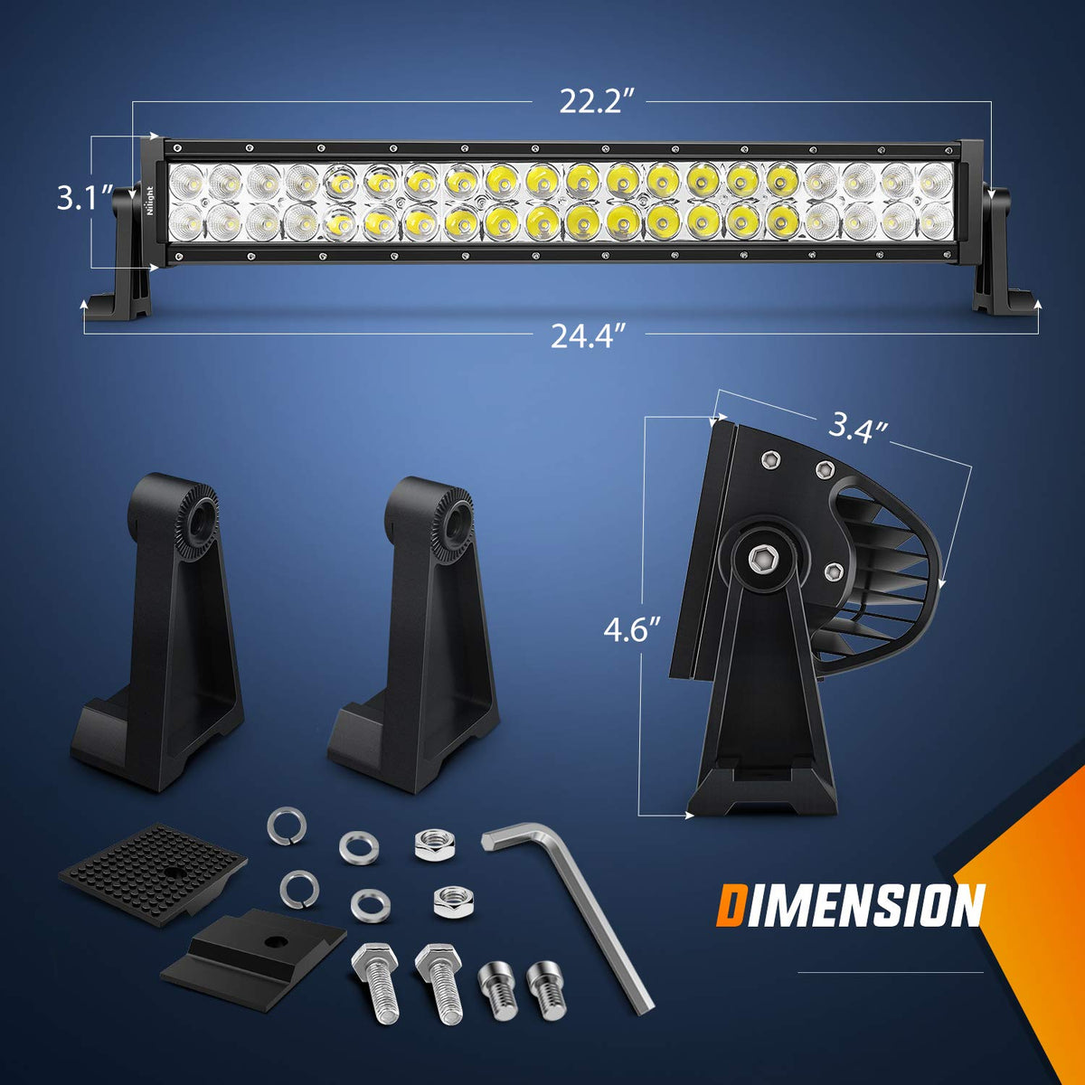 Nilight Barra de Luces LED 22 Pulgadas 120 W + 2 Barras 18 W con Arnés