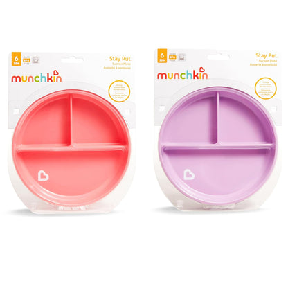Munchkin Stay Put Platos De Succión Dividida Para Niños Pequeños, Azul/Verde