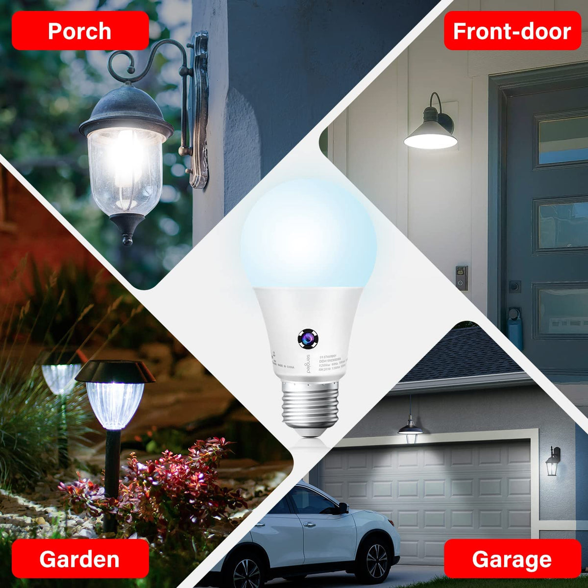 Sengled - Bombillas de luz LED A19 para exteriores, paquete de 3 bombillas con sensor LED A19, luz diurna de 5000 K, 1200 lúmenes, equivalente a 75 W, 10,5 W, base E26, bombillas de fotocélula