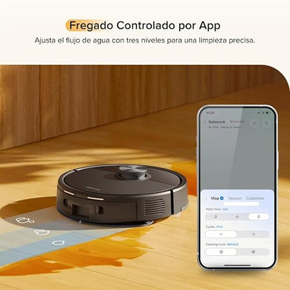 roborock Q7 M5 Robot Aspirador y Trapeador, Succión HyperForce de 10,000 Pa, Sistema Doble Antienredos, Mopa Controlada por Aplicación, Navegación LiDAR, para Pelo y Alfombras (Negro)​