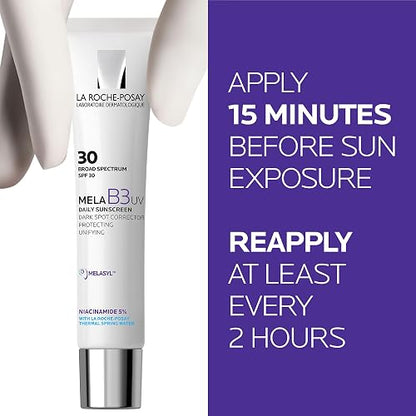 La Roche-Posay Mela B3 Tratamiento Anti-Manchas Corrector, Protector SPF 30 con Niacinamida y Melasyl™, Mejora la Apariencia de las Manchas Oscuras, 40 ml