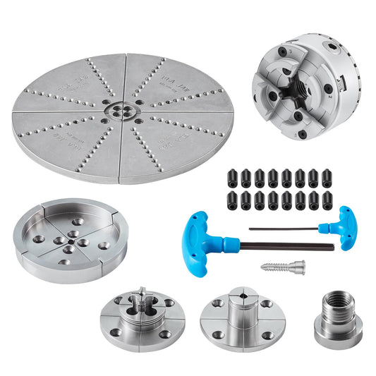 VEVOR KP965 - Mandril de torno, 4 mordazas de 9,5 cm de diámetro, accesorios de máquina de torneado de portabrocas de metal con 5 juegos de mandíbulas, herramienta de autocentrado, para mecanizado de