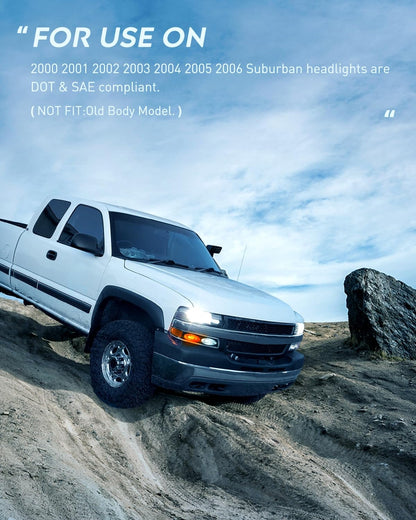 Faros delanteros Nilight 1999 2000 2001 2002 Silverado 2000 2001 2002 2003 2004 2005 2006 Suburban faros delanteros, 2001 2002 2003 2004 2005 2006 Tahoe Faro negro ámbar. Paquete de 4