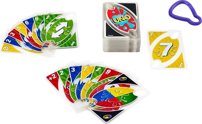 UNO Juego de Cartas Splash Resistente al Agua Versión Portátil con Clip Ideal para Playa Piscina o Viajes para Niños de 7 Años en Adelante
