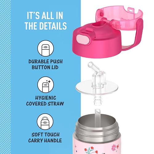THERMOS FUNTAINER - Botella infantil de acero inoxidable de 12 onzas, preescolar Minnie