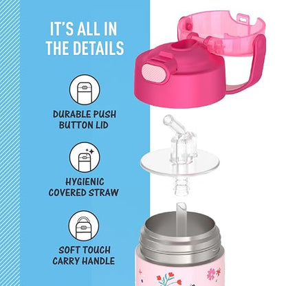 THERMOS FUNTAINER - Botella infantil de acero inoxidable de 12 onzas, preescolar Minnie