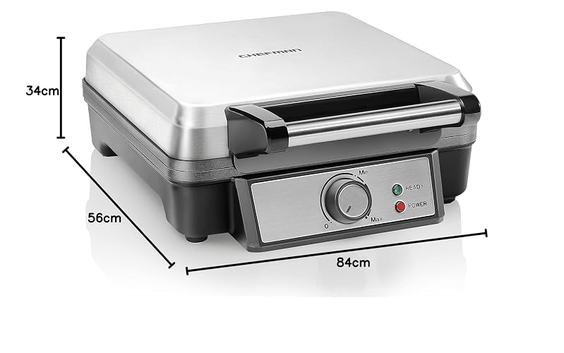ChefMan Wafflera 4 Rebanadas, Waffles Perfectos, Estilo Belga, Fácil Limpieza, Sin desastres, Negro