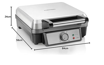 ChefMan Wafflera 4 Rebanadas, Waffles Perfectos, Estilo Belga, Fácil Limpieza, Sin desastres, Negro