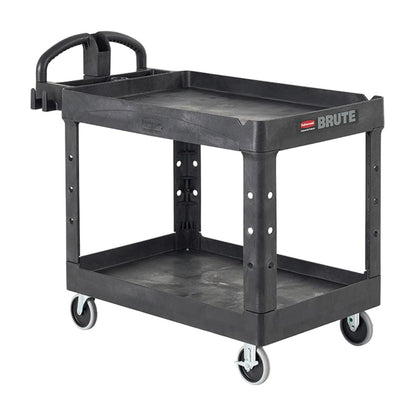 Rubbermaid Commercial Carrito de Servicio Heavy-Duty para Uso Rudo - Manija ergonómica - estante labiado - CH - Negro