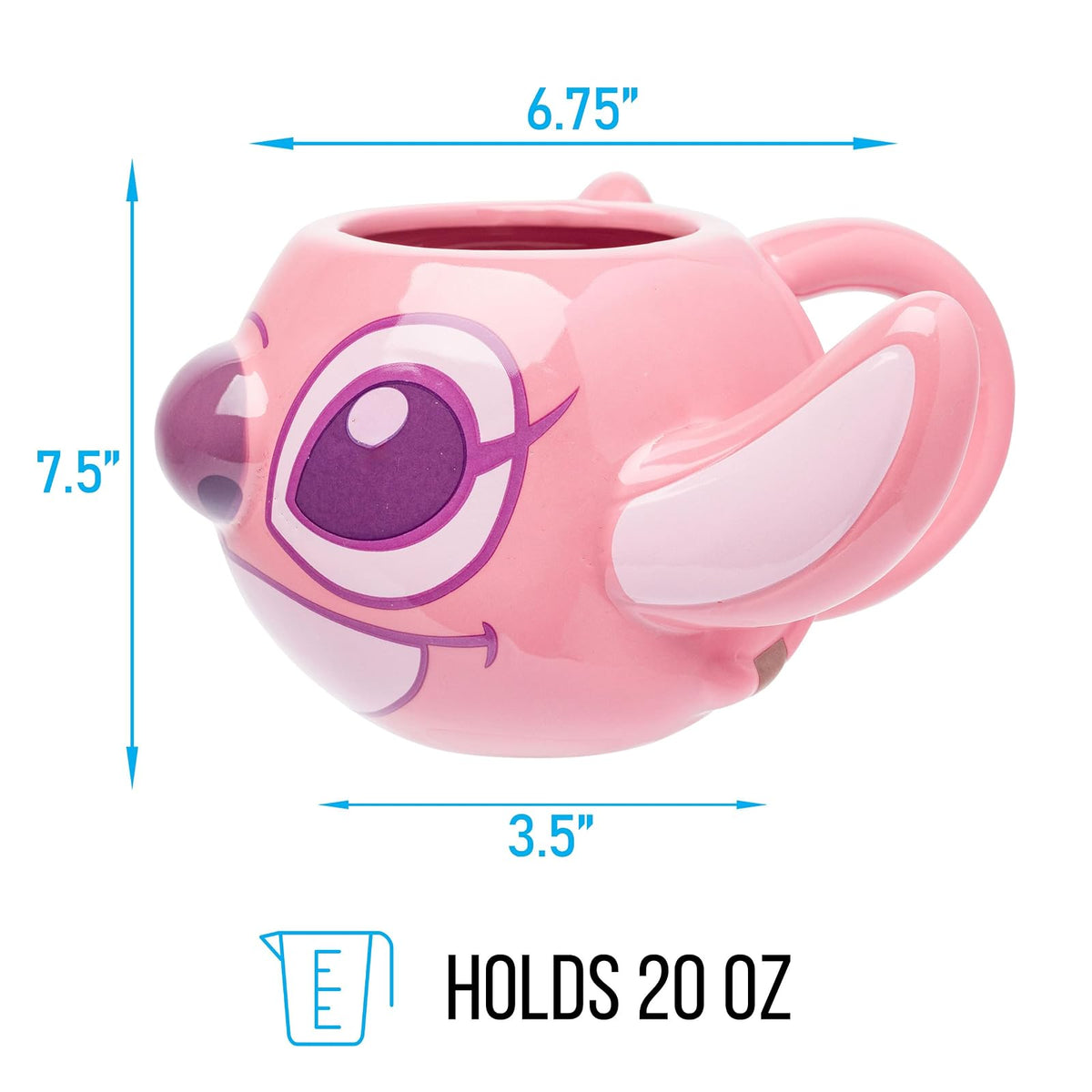 Silver Buffalo Lilo and Stitch Angel - Taza esculpida 3D de cerámica