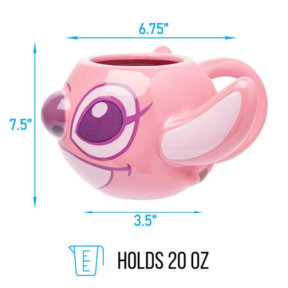 Silver Buffalo Lilo and Stitch Angel - Taza esculpida 3D de cerámica